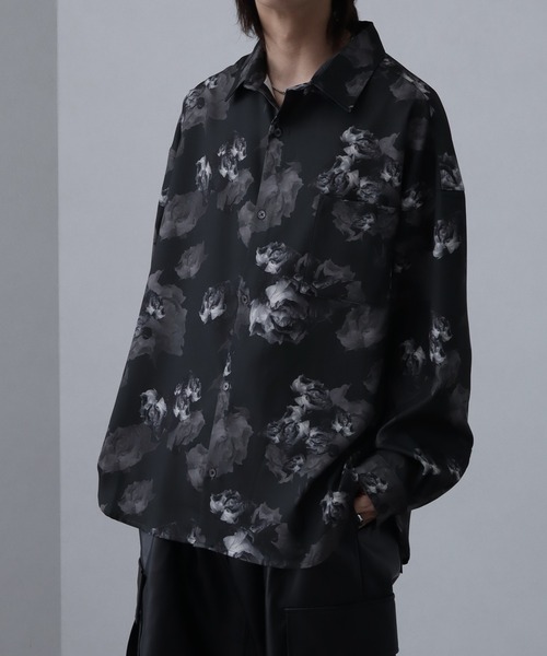 welise（ウェライズ）の「【welise/ウェライズ】【ヘビーウェイト】リッチドレープスムース 総柄 ワイドスリーブ長袖オーバーサイズシャツ/柄シャツ 花柄（シャツ/ブラウス・メンズ・ホワイト系その他/ブラック系その他/ブラック×レッド/ブラック系その他2/ブラウン系その他/ブラウン系その他2/ブラウン系その他3/グレー系その他/グレー系その他2/ブラック系その他4/ブラック系その他5/ブラック系その他3/ホワイト×グレー/ブラウン系その他4/チャコールグレー/ホワイト系その他2/ブラック系その他6/ブラック系その他7/ブラック×ブルー/ブラウン系その他5/ブラウン系その他6/ダークネイビー/ダークベージュ/ブラックミックス/ブラウン系その他7・S/L/M）」の14枚目の写真