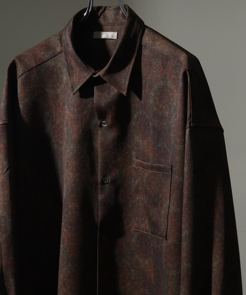 welise（ウェライズ）の「【welise/ウェライズ】【ヘビーウェイト】リッチドレープスムース 総柄 ワイドスリーブ長袖オーバーサイズシャツ/柄シャツ 花柄（シャツ/ブラウス・メンズ・ホワイト系その他/ブラック系その他/ブラック×レッド/ブラック系その他2/ブラウン系その他/ブラウン系その他2/ブラウン系その他3/グレー系その他/グレー系その他2/ブラック系その他4/ブラック系その他5/ブラック系その他3/ホワイト×グレー/ブラウン系その他4/チャコールグレー/ホワイト系その他2/ブラック系その他6/ブラック系その他7/ブラック×ブルー/ブラウン系その他5/ブラウン系その他6/ダークネイビー/ダークベージュ/ブラックミックス/ブラウン系その他7・S/L/M）」の18枚目の写真