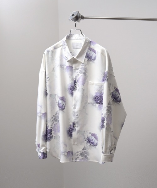 civarize V系qjmシャツ ブル ドレープ 花柄m トップス
