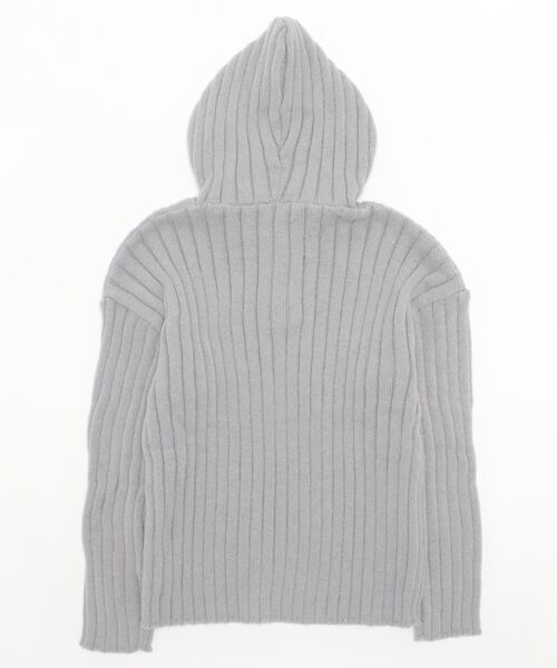 アイボリー フード付きオーバーサイズニット aimoha（アイモハ）の「フード付き 縦縞 カジュアル オーバーサイズ