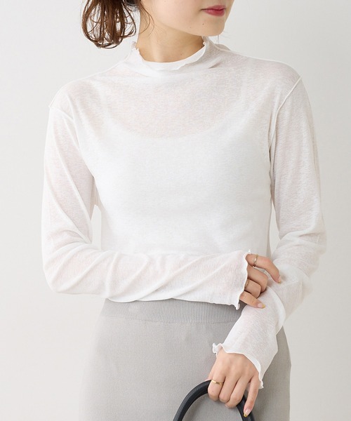 PUAL CE CIN（ピュアルセシン）の「シアーメロープルオーバー（Tシャツ/カットソー・レディース・ブルー/オフホワイト/ブラック・FREE）」の2枚目の写真