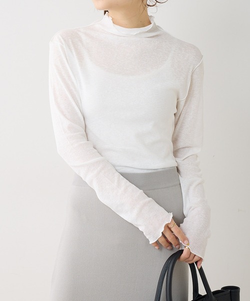 PUAL CE CIN（ピュアルセシン）の「シアーメロープルオーバー（Tシャツ/カットソー・レディース・ブルー/オフホワイト/ブラック・FREE）」の4枚目の写真