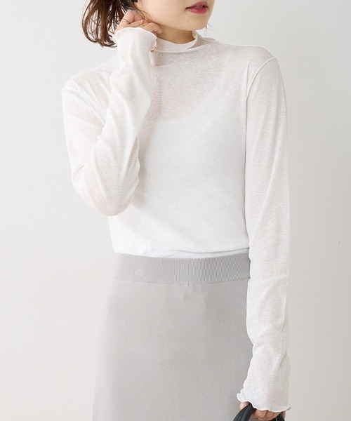 PUAL CE CIN（ピュアルセシン）の「シアーメロープルオーバー（Tシャツ/カットソー・レディース・ブルー/オフホワイト/ブラック・FREE）」の5枚目の写真