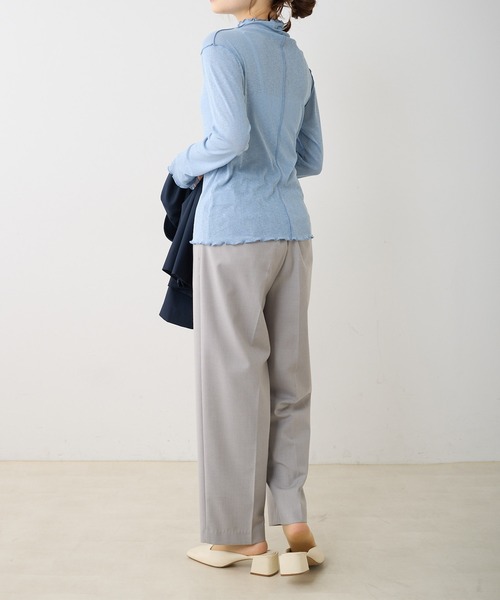 PUAL CE CIN（ピュアルセシン）の「シアーメロープルオーバー（Tシャツ/カットソー・レディース・ブルー/オフホワイト/ブラック・FREE）」の14枚目の写真