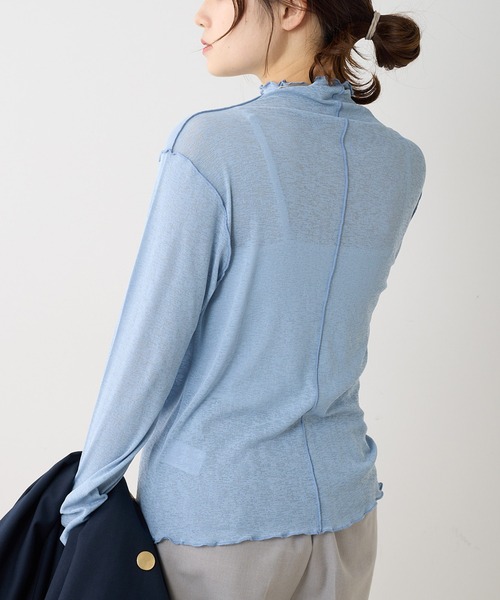 PUAL CE CIN（ピュアルセシン）の「シアーメロープルオーバー（Tシャツ/カットソー・レディース・ブルー/オフホワイト/ブラック・FREE）」の10枚目の写真