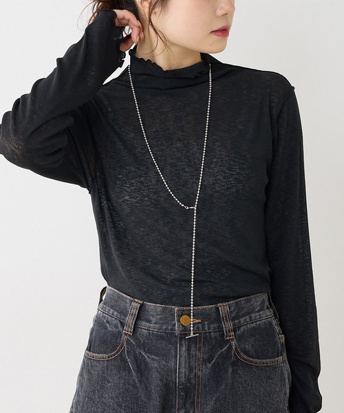 PUAL CE CIN（ピュアルセシン）の「シアーメロープルオーバー（Tシャツ/カットソー・レディース・ブルー/オフホワイト/ブラック・FREE）」の15枚目の写真