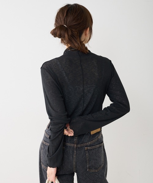 PUAL CE CIN（ピュアルセシン）の「シアーメロープルオーバー（Tシャツ/カットソー・レディース・ブルー/オフホワイト/ブラック・FREE）」の17枚目の写真