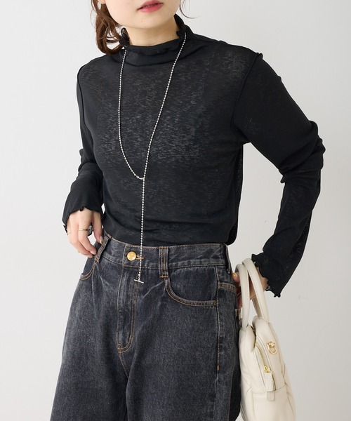 PUAL CE CIN（ピュアルセシン）の「シアーメロープルオーバー（Tシャツ/カットソー・レディース・ブルー/オフホワイト/ブラック・FREE）」の16枚目の写真