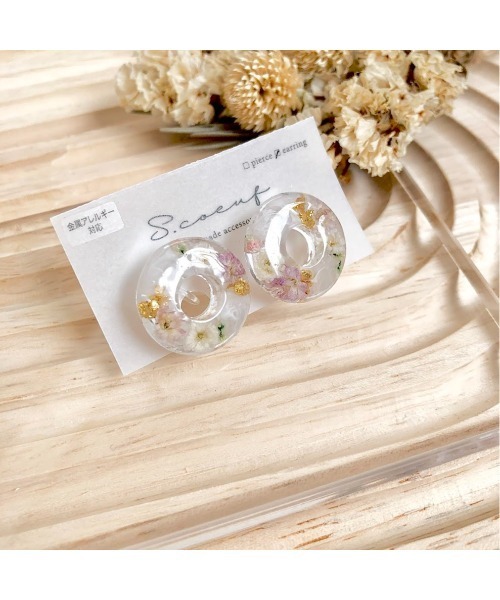 tone(トーン)の「【S.coeuf】【S.coeuf】金属アレルギー対応イヤリング お花のドーナツ(MA)(イヤリング・レディース・オレンジ/ブルー/イエロー系その他/パープル・FREE)」の13枚目の写真