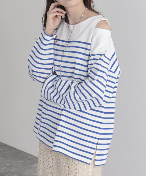 fredy emue（フレディエミュ）の「ボーダーカットアウトプルオーバー（Tシャツ/カットソー・レディース・ブラック系その他/グリーン系その他/ブルー系その他・38）」の5枚目の写真