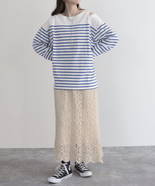 fredy emue（フレディエミュ）の「ボーダーカットアウトプルオーバー（Tシャツ/カットソー・レディース・ブラック系その他/グリーン系その他/ブルー系その他・38）」の10枚目の写真