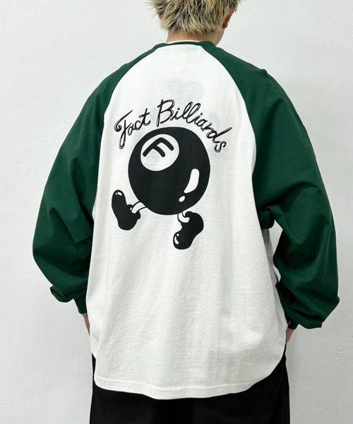 WHO'S WHO gallery（フーズフーギャラリー）の「COOPER FACTビリヤードラグランロンT（Tシャツ/カットソー・レディース・ネイビー×ホワイト/ブラック×グレー/ブラック×ホワイト/グリーン・FREE）」の3枚目の写真