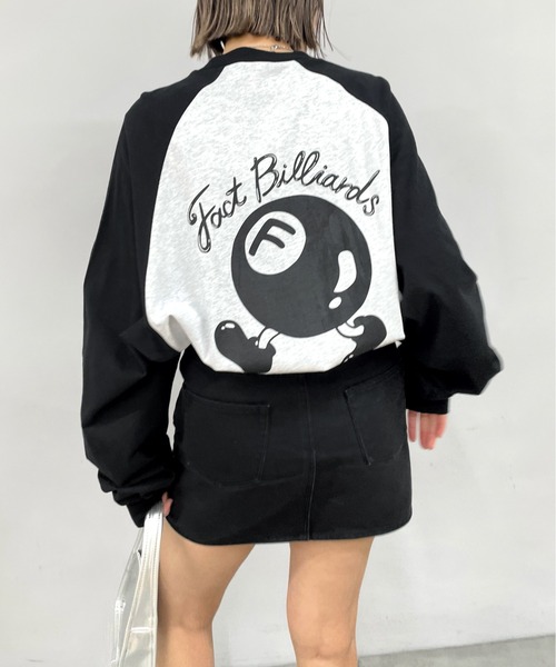 WHO'S WHO gallery（フーズフーギャラリー）の「COOPER FACTビリヤードラグランロンT（Tシャツ/カットソー・レディース・ネイビー×ホワイト/ブラック×グレー/ブラック×ホワイト/グリーン・FREE）」の7枚目の写真