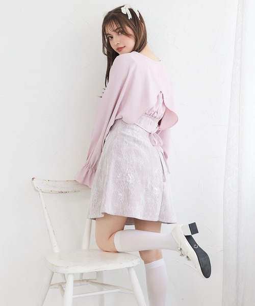 DearMyLoveRose(ディアマイラブローズ)の「コンパクトボレロ×キャミSETブラウス(シャツ/ブラウス・レディース・オフホワイト/ブルー/ベビーピンク/ブラック/ホワイト・M-L/L-XL/LL~3L)」の7枚目の写真