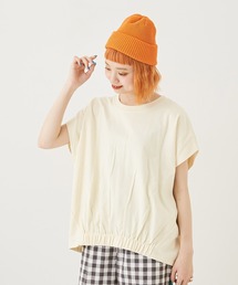 CUBE SUGAR | OE天竺無地裾ギャザープルオーバーTシャツ(Tシャツ/カットソー)