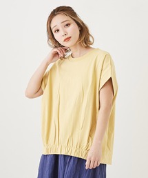 CUBE SUGAR | OE天竺無地裾ギャザープルオーバーTシャツ(Tシャツ/カットソー)