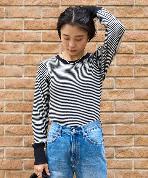 FREAK'S STORE(フリークスストア)の「アーミーフライスロンT(Tシャツ/カットソー・レディース・ブラック/その他1/ナチュラル/ピンク・フリ-)」の1枚目の写真