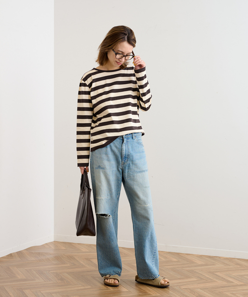 FRAMeWORK(フレームワーク)の「≪追加≫【LEMINOR/ルミノア】スムース太ボーダー(Tシャツ/カットソー・レディース・ブラック/ブラウン・FREE)」の21枚目の写真