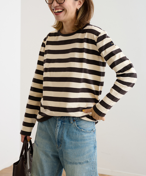 FRAMeWORK(フレームワーク)の「≪追加≫【LEMINOR/ルミノア】スムース太ボーダー(Tシャツ/カットソー・レディース・ブラック/ブラウン・FREE)」の19枚目の写真