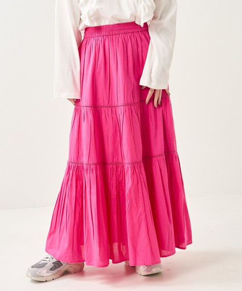 FREAK'S STORE(フリークスストア)の「インドティアードマキシスカート(スカート・レディース・ホワイト/ブラック/グリーン/ブルー/ブルーグリーン/フューシャピンク・フリ-)」の6枚目の写真