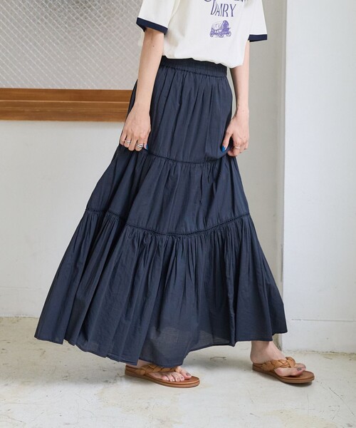 FREAK'S STORE(フリークスストア)の「インドティアードマキシスカート(スカート・レディース・ホワイト/ブラック/グリーン/ブルー/ブルーグリーン/フューシャピンク・フリ-)」の2枚目の写真