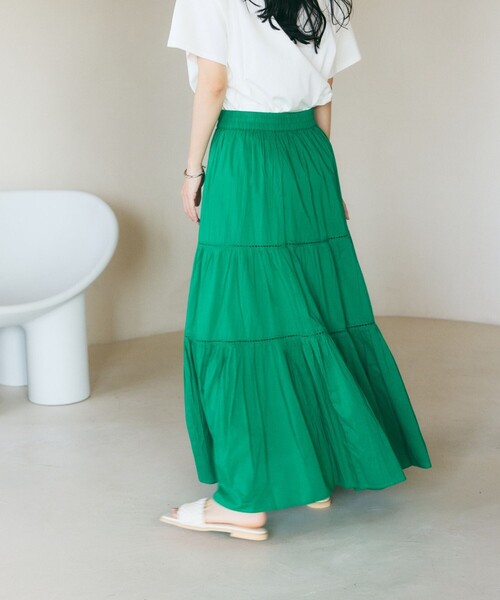 FREAK'S STORE(フリークスストア)の「インドティアードマキシスカート(スカート・レディース・ホワイト/ブラック/グリーン/ブルー/ブルーグリーン/フューシャピンク・フリ-)」の7枚目の写真