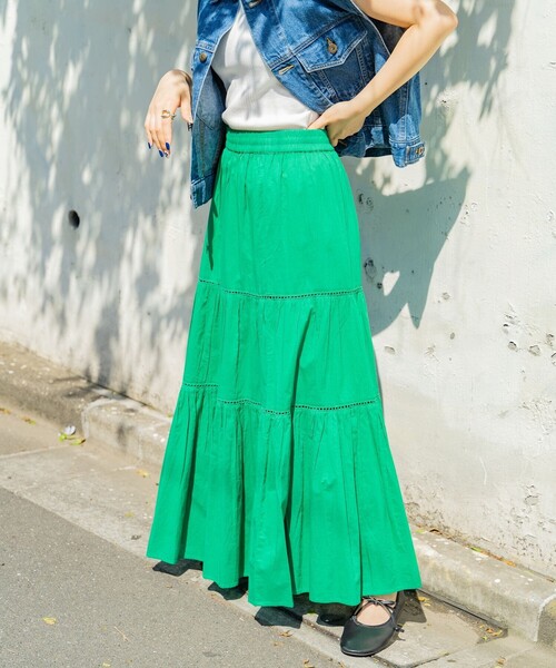 FREAK'S STORE(フリークスストア)の「インドティアードマキシスカート(スカート・レディース・ホワイト/ブラック/グリーン/ブルー/ブルーグリーン/フューシャピンク・フリ-)」の16枚目の写真