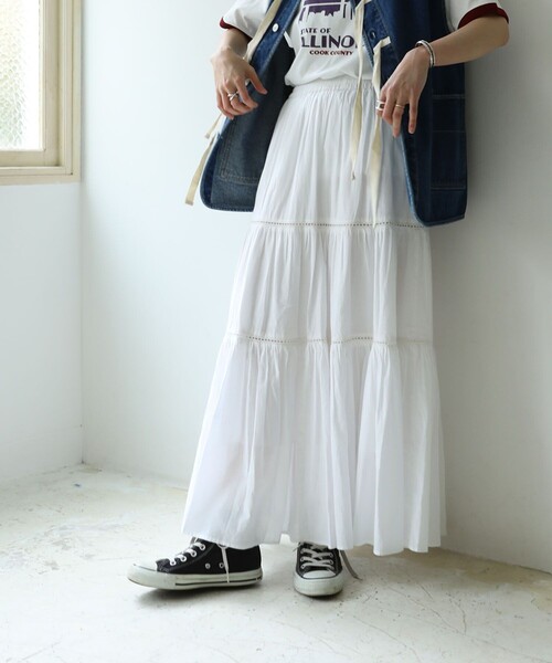 FREAK'S STORE(フリークスストア)の「インドティアードマキシスカート(スカート・レディース・ホワイト/ブラック/グリーン/ブルー/ブルーグリーン/フューシャピンク・フリ-)」の22枚目の写真