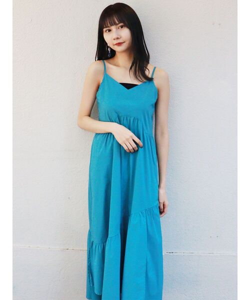 MURUA（ムルーア）の「ギャザーロングキャミワンピース（ワンピース・レディース・グレー/ブルー・FREE）」の3枚目の写真