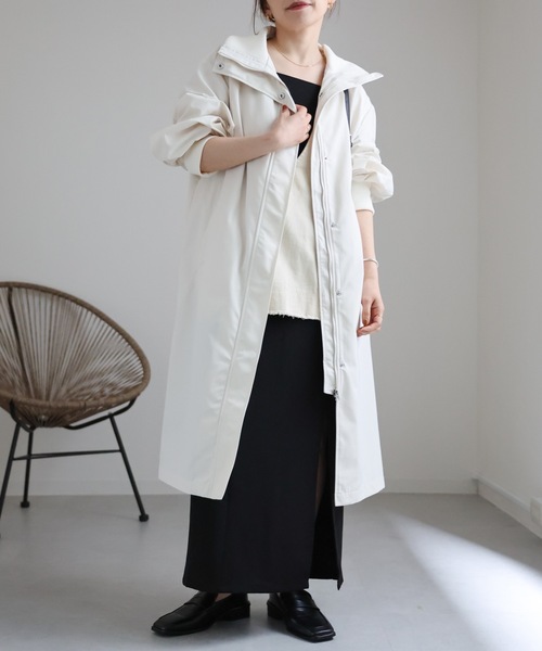 ap retro(アプレトロ)の「リブスタンドコート(その他アウター・レディース・アイボリー/カーキ/ブラック・FREE)」の4枚目の写真