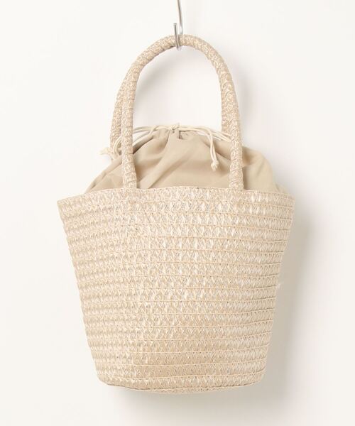 Chez toi（シェトワ）の「雑材シンプル軽量トート（かごバッグ・レディース・ベージュ/アイボリー/ブラック・FREE）」の15枚目の写真