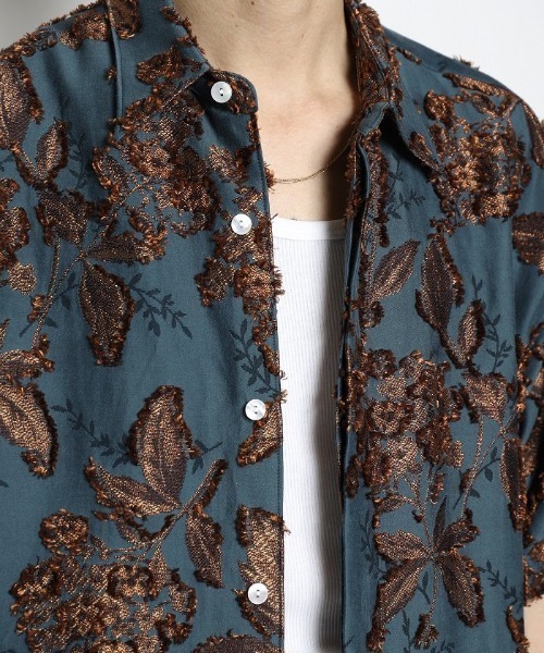 NEZU YOHINTEN（ネズヨウヒンテン）の「MIDDLE AGE FLY FRONT SHORT SLEEVE SHIRTS（シャツ/ブラウス・メンズ・ブラック/グリーン・1/2）」の2枚目の写真