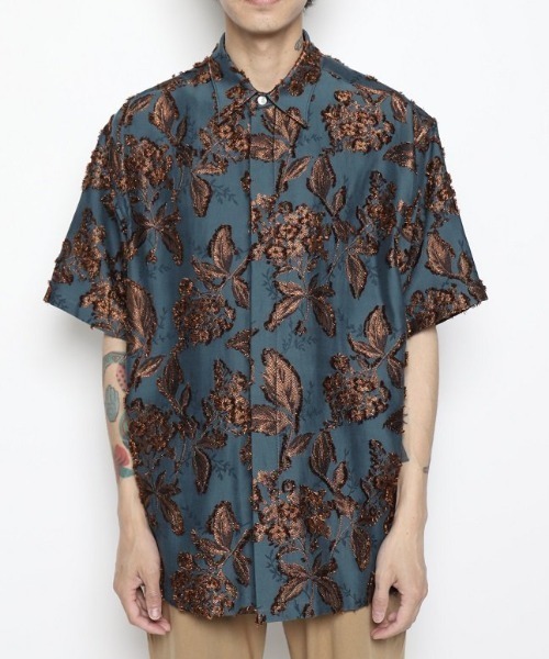 NEZU YOHINTEN（ネズヨウヒンテン）の「MIDDLE AGE FLY FRONT SHORT SLEEVE SHIRTS（シャツ/ブラウス・メンズ・ブラック/グリーン・1/2）」の10枚目の写真