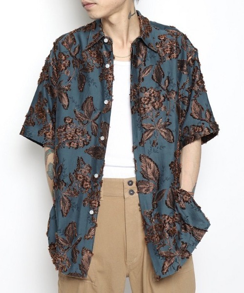 NEZU YOHINTEN（ネズヨウヒンテン）の「MIDDLE AGE FLY FRONT SHORT SLEEVE SHIRTS（シャツ/ブラウス・メンズ・ブラック/グリーン・1/2）」の13枚目の写真