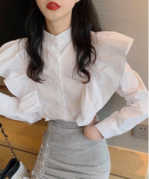 CERCA（チェルカ）の「【i-dare】フリル ロングスリーブ シャツ（シャツ/ブラウス・レディース・ホワイト・FREE）」の2枚目の写真