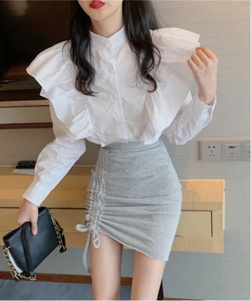 CERCA（チェルカ）の「【i-dare】フリル ロングスリーブ シャツ（シャツ/ブラウス・レディース・ホワイト・FREE）」の3枚目の写真