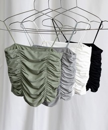 me+em select | 【 ４color／カップ付 】シャーリングギャザーショートキャミソール(キャミソール)