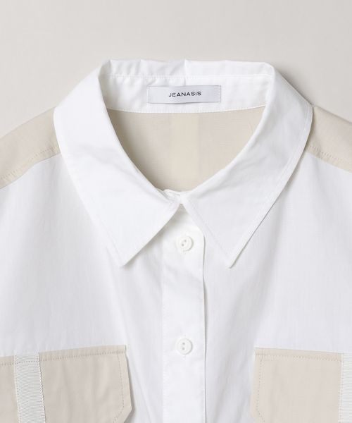JEANASIS◆ポケットミリタリーショートシャツ/FREE/コットン/WHT/JS064316MC/907238 JEANASIS（ジーナシス）の「ポケットミリタリーショートシャツ