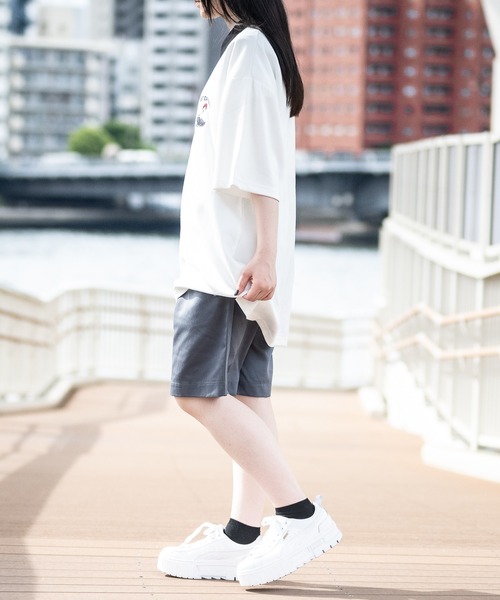 Red Cap Girl（レッドキャプガール）の「【a-r】〔RedCapGirl/レッドキャップガール〕接触冷感 とろみポンチ ワンポイント胸刺繍 半袖ハーフジップ（ポロシャツ・メンズ・ホワイト/グレイッシュベージュ/ブラック/ブルー/ライトグレー/チャコールグレー/ダークブルー/ピンク/グリーン・MEDIUM/LARGE/X-LARGE）」の11枚目の写真