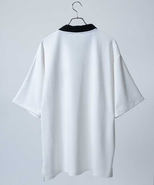 Red Cap Girl（レッドキャプガール）の「【a-r】〔RedCapGirl/レッドキャップガール〕接触冷感 とろみポンチ ワンポイント胸刺繍 半袖ハーフジップ（ポロシャツ・メンズ・ホワイト/グレイッシュベージュ/ブラック/ブルー/ライトグレー/チャコールグレー/ダークブルー/ピンク/グリーン・MEDIUM/LARGE/X-LARGE）」の10枚目の写真