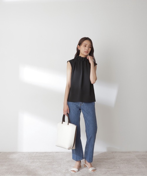 N.（N. Natural Beauty Basic）（エヌエヌナチュラルビューティーベーシック）の「◆ペーパーバックノースリーブブラウス（シャツ/ブラウス・レディース・グレー/ブラック/クリーム・MEDIUM）」の6枚目の写真