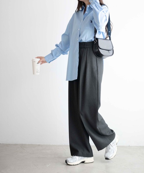 WEGO(ウィゴー)の「WEGO/ハイウエストタックワイドスラックス(スラックス・レディース・ベージュ系その他2/ブラック/グリーン系その他2/ダークブラウン/杢グレー・LARGE/SMALL/MEDIUM)」の19枚目の写真