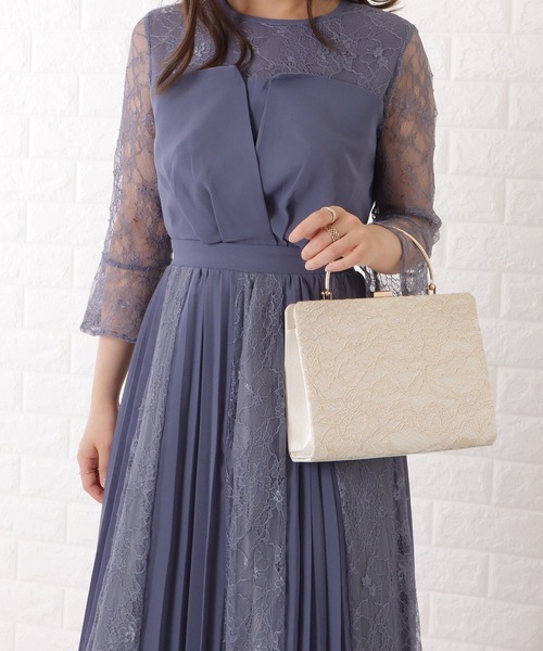 Lace Ladies(レースレディース)の「総レーススクエアがま口ハンドバッグ(クラッチバッグ・レディース・ブラック/アイボリー/グレー・FREE)」の8枚目の写真