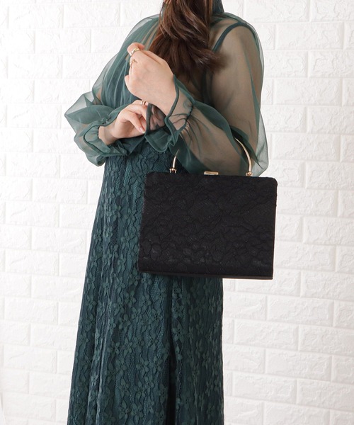 Lace Ladies(レースレディース)の「総レーススクエアがま口ハンドバッグ(クラッチバッグ・レディース・ブラック/アイボリー/グレー・FREE)」の20枚目の写真