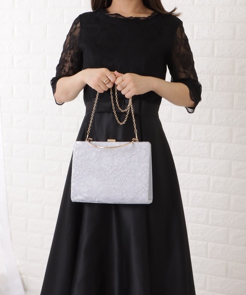 Lace Ladies(レースレディース)の「総レーススクエアがま口ハンドバッグ(クラッチバッグ・レディース・ブラック/アイボリー/グレー・FREE)」の13枚目の写真