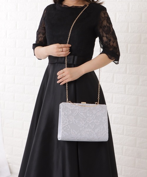 Lace Ladies(レースレディース)の「総レーススクエアがま口ハンドバッグ(クラッチバッグ・レディース・ブラック/アイボリー/グレー・FREE)」の15枚目の写真