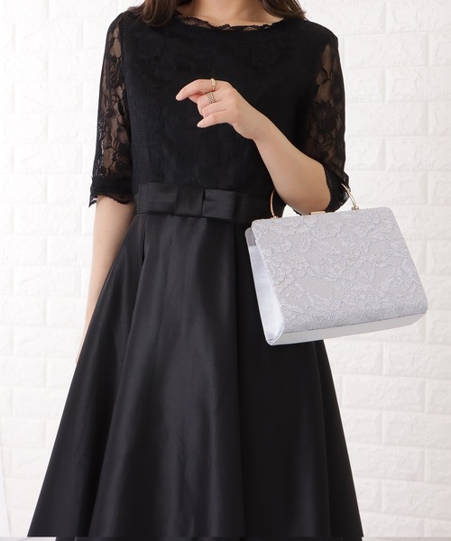 Lace Ladies(レースレディース)の「総レーススクエアがま口ハンドバッグ(クラッチバッグ・レディース・ブラック/アイボリー/グレー・FREE)」の16枚目の写真