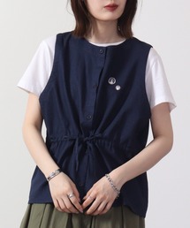 EMAGO フレーム刺繍綿麻ベスト