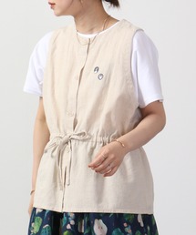 EMAGO フレーム刺繍綿麻ベスト