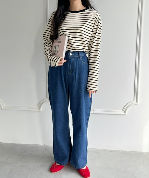 Loueme（ルエム）の「カラーボーダーロングスリーブカットソー（Tシャツ/カットソー・レディース・レッド/グリーン/ブラック・FREE）」の13枚目の写真